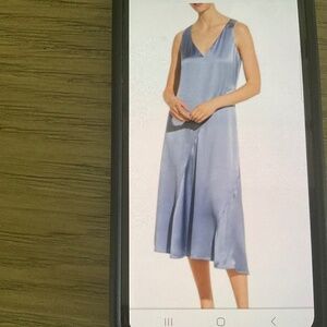 Vince v neck asymmetrical hem silk slip dress xxs